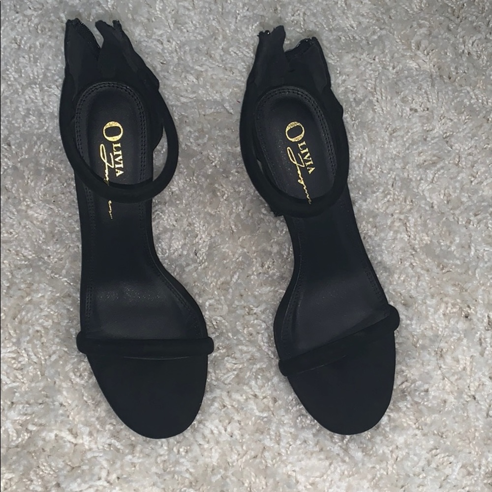 Suede ankle strap block heels